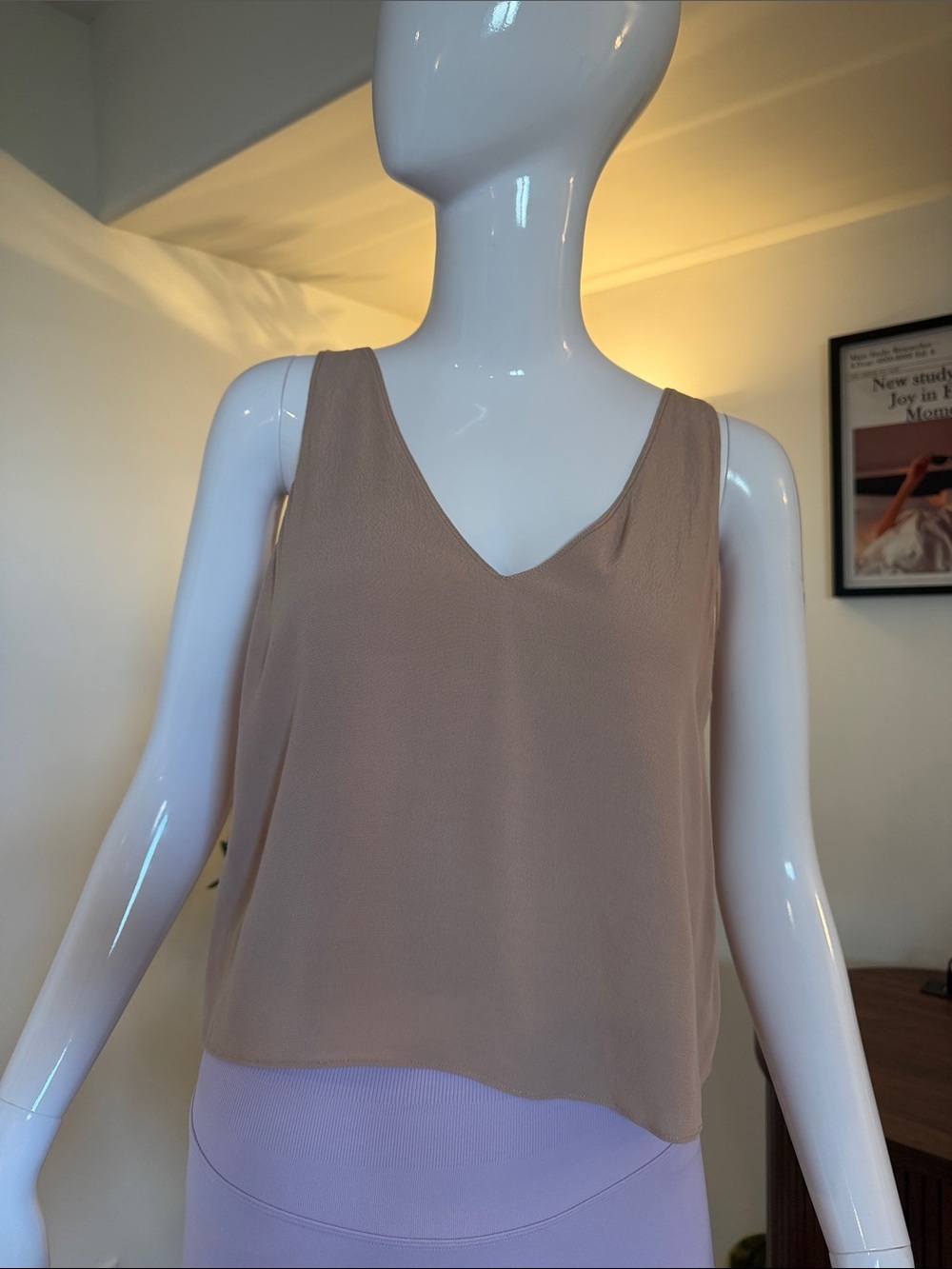 Wilfred Free Taupe Open Tie Back V Neck Tank Top XXS